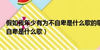 假如我年少有為不自卑是什么歌的歌詞(假如我年少有為不自卑是什么歌)