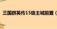三國群英傳15級主城前置(三國群英傳15)