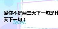愛你不是兩三天下一句是什么(愛你不是兩三天下一句)