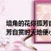墻角的花你孤芳自賞時天地便小了告訴我們（墻角的花你孤芳自賞時天地便小了）