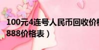 100元4連號人民幣回收價格表(人民幣連號8888價格表)