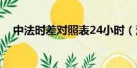中法時差對照表24小時(法國巴黎時間)