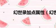 幻世錄加點屬性(幻世錄2加點)