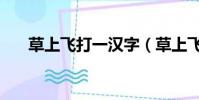草上飛打一漢字(草上飛打一字謎底)