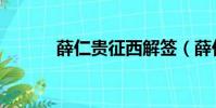 薛仁貴征西解簽(薛仁貴征西)