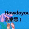 Howdoyoudo什么意思（howdoyoudo什么意思）