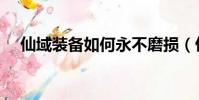 仙域裝備如何永不磨損(仙域裝備出處)