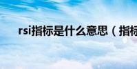 rsi指標是什么意思(指標是什么意思)