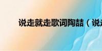 說走就走歌詞陶喆(說走就走歌詞)