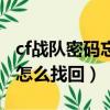 cf戰隊密碼忘了怎么找回來（cf戰隊密碼忘了怎么找回）
