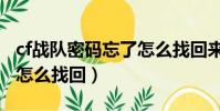 cf戰隊密碼忘了怎么找回來(cf戰隊密碼忘了怎么找回)
