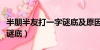 半朋半友打一字謎底及原因(半朋半友打一字謎底)