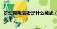 夢幻克隆裝扮是什么意思(夢幻克隆裝扮有什么用)